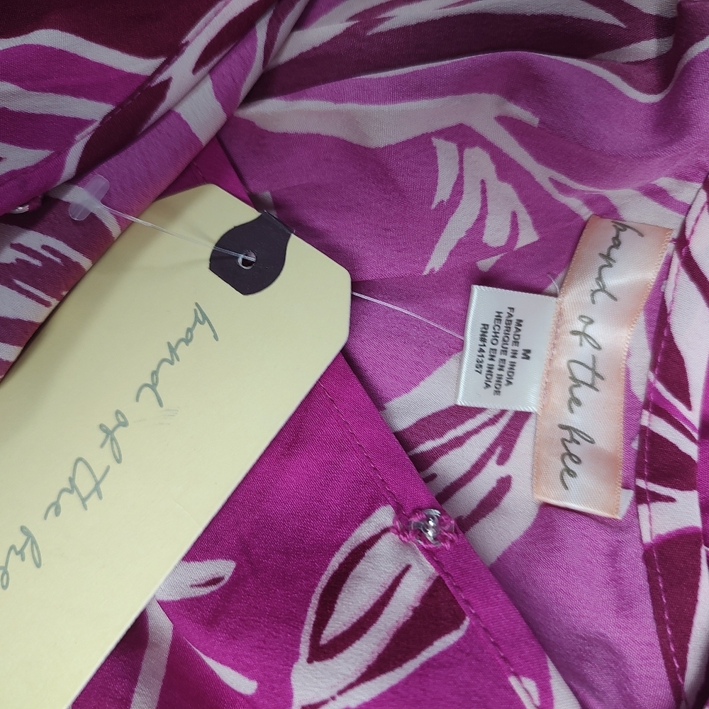 Band of the Free Bloom Ruffle Tiered Wrap Dress Medium Pink/White - Picture 9 of 10